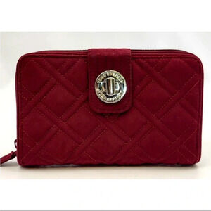 Vera Bradley Women's Red Quilted Zip-Around Wallet RFID Blocking